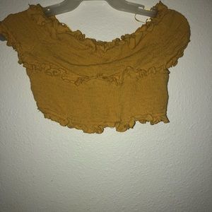 off the shoulder yellow top